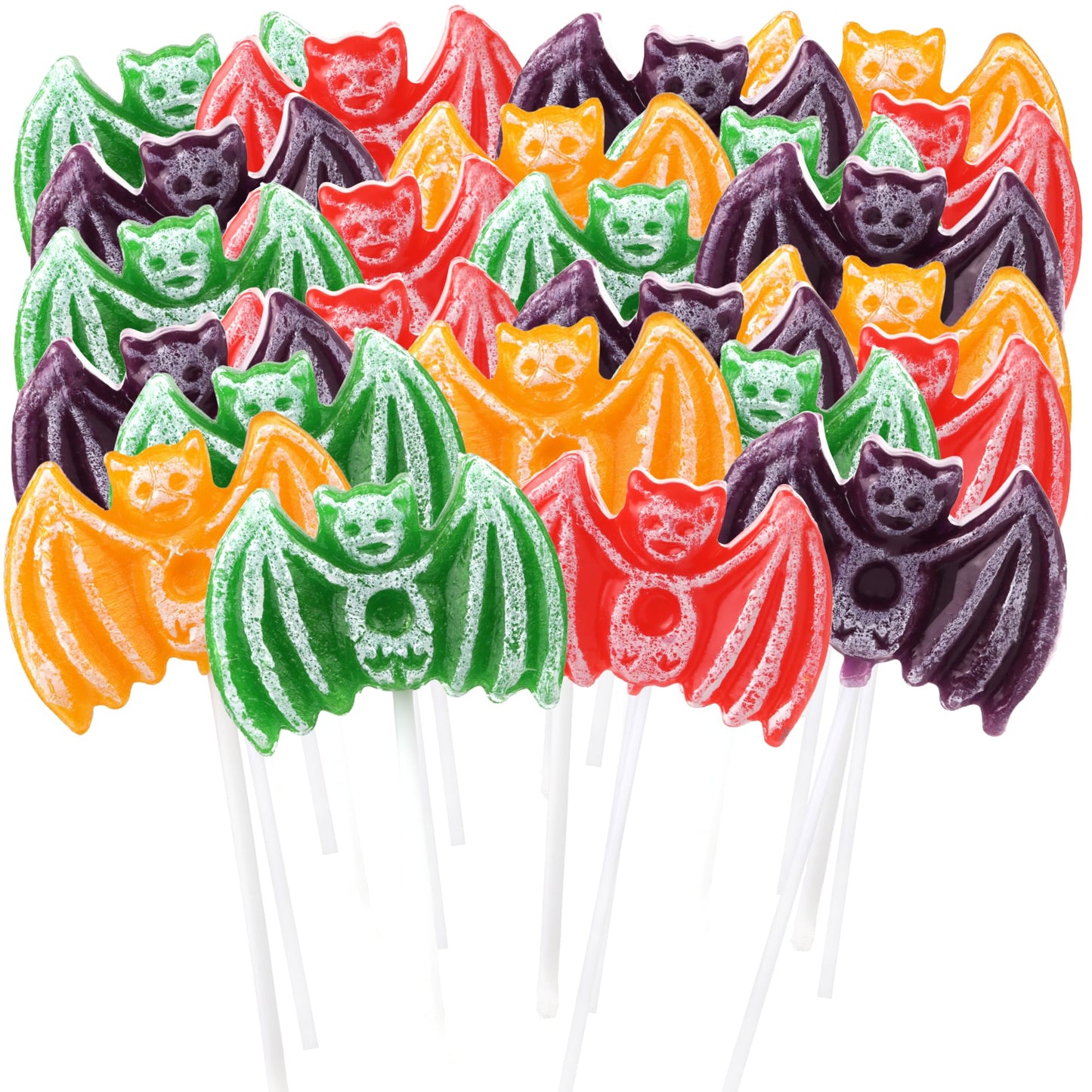 2025 Halloween Bat Tattoo Lollipops, Individually Wrapped Trick or Treat Candy and Goodie Bag Fillers, 24 Count