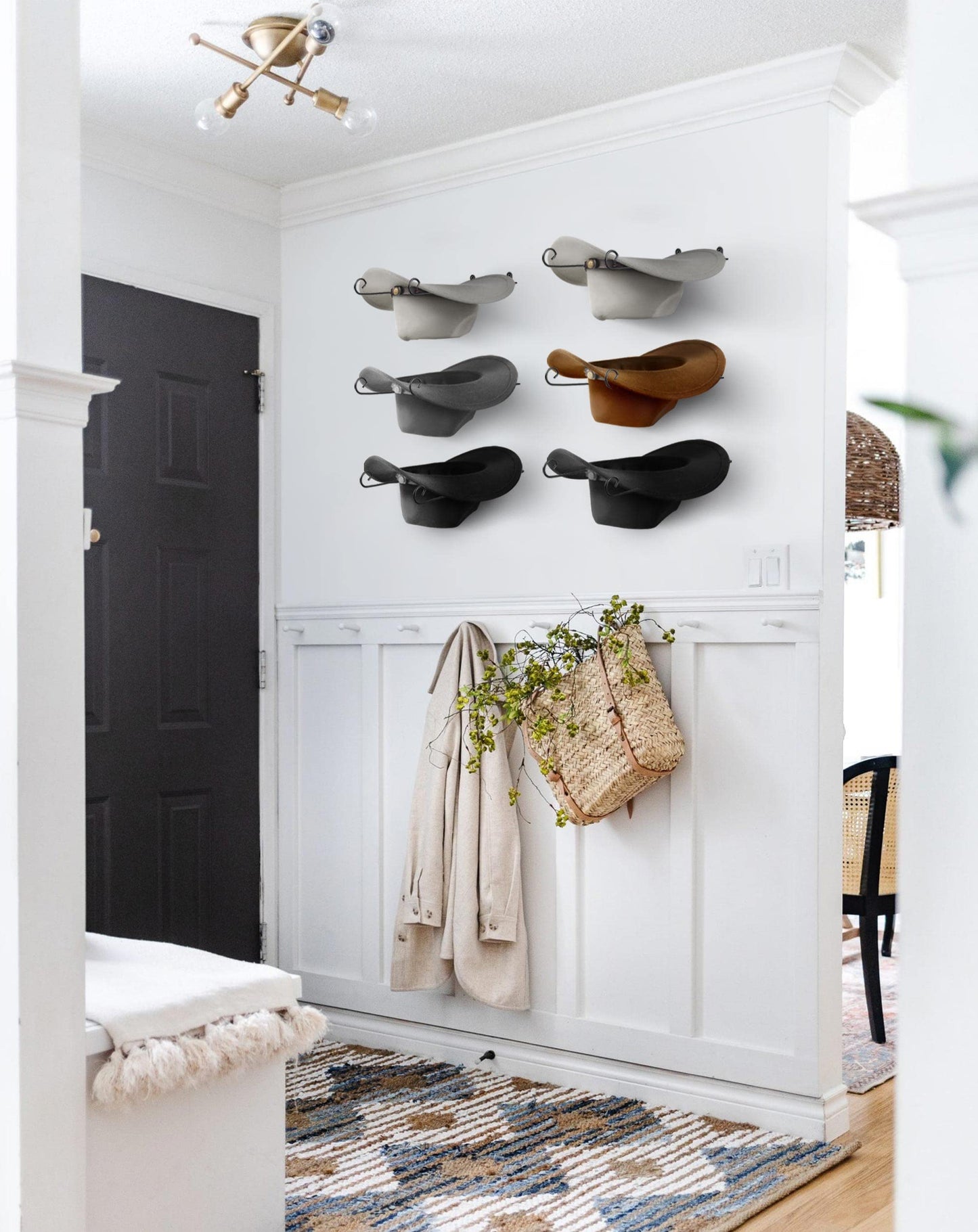 WNXSLOAD Cowboy Hat Rack 6 Pieces, DIY Cowboy Hat Holder for Wall, Hat Rack for Cowboy Hats, Cowboy Hat Hanger Keeps Original Shape of Hat, Cowboy Hat Rack Wall Mount, Adjustable to Install