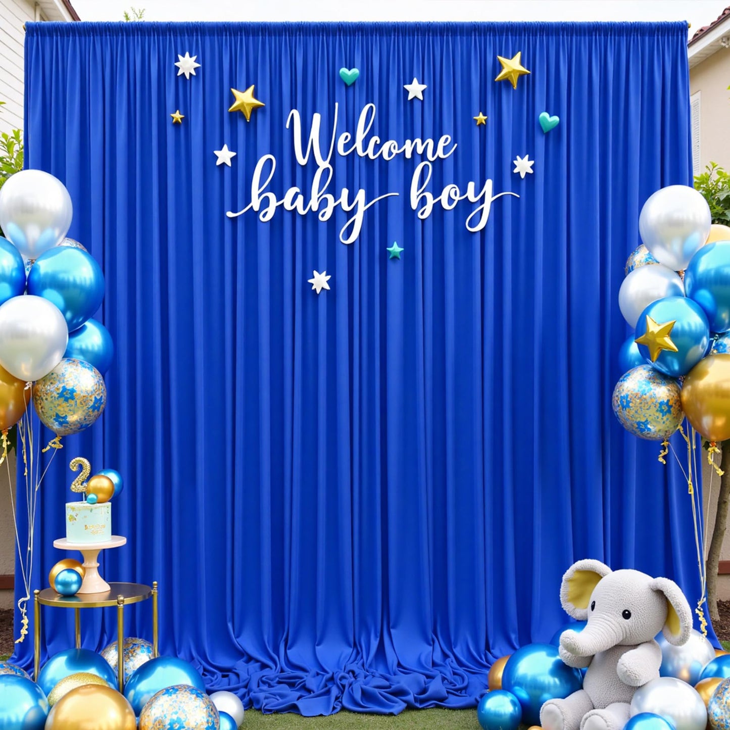 20ft x 10ft Royal Blue Backdrop Curtains for Parties, 4 Panels 5x10ft Wrinkle Free Silky Polyester Photo Backdrop Drapes Background for Birthday Graduation Photography Party Decorations