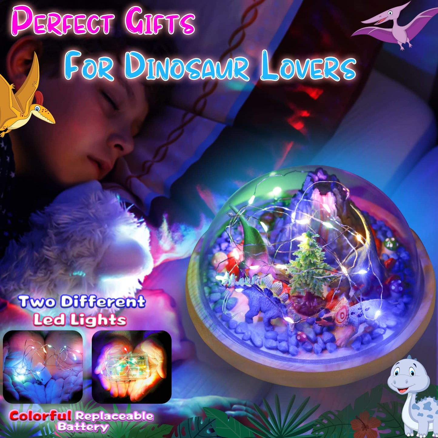 Y YOFUN Make Your Own Dinosaur Night Light - Dinosaur Toys for Kids,Toy Decor & Arts Crafts Night Light Set, Gifts for Boys Age 5 6 7 8 9 10 Years Old