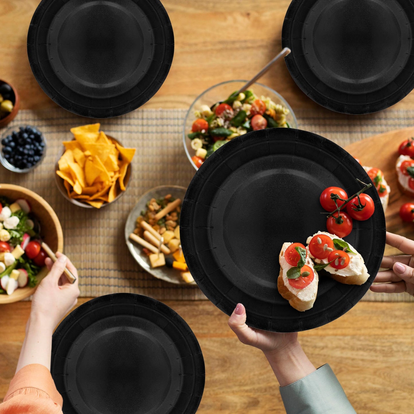 40Pcs Disposable Paper Plates Black,Including 20pcs 9" and 20pcs 7" Plates,Strong and Sturdy Disposable Plates for Party, Dinner, Holiday, Picnic,Birthday Party, Dinner Table, Wedding