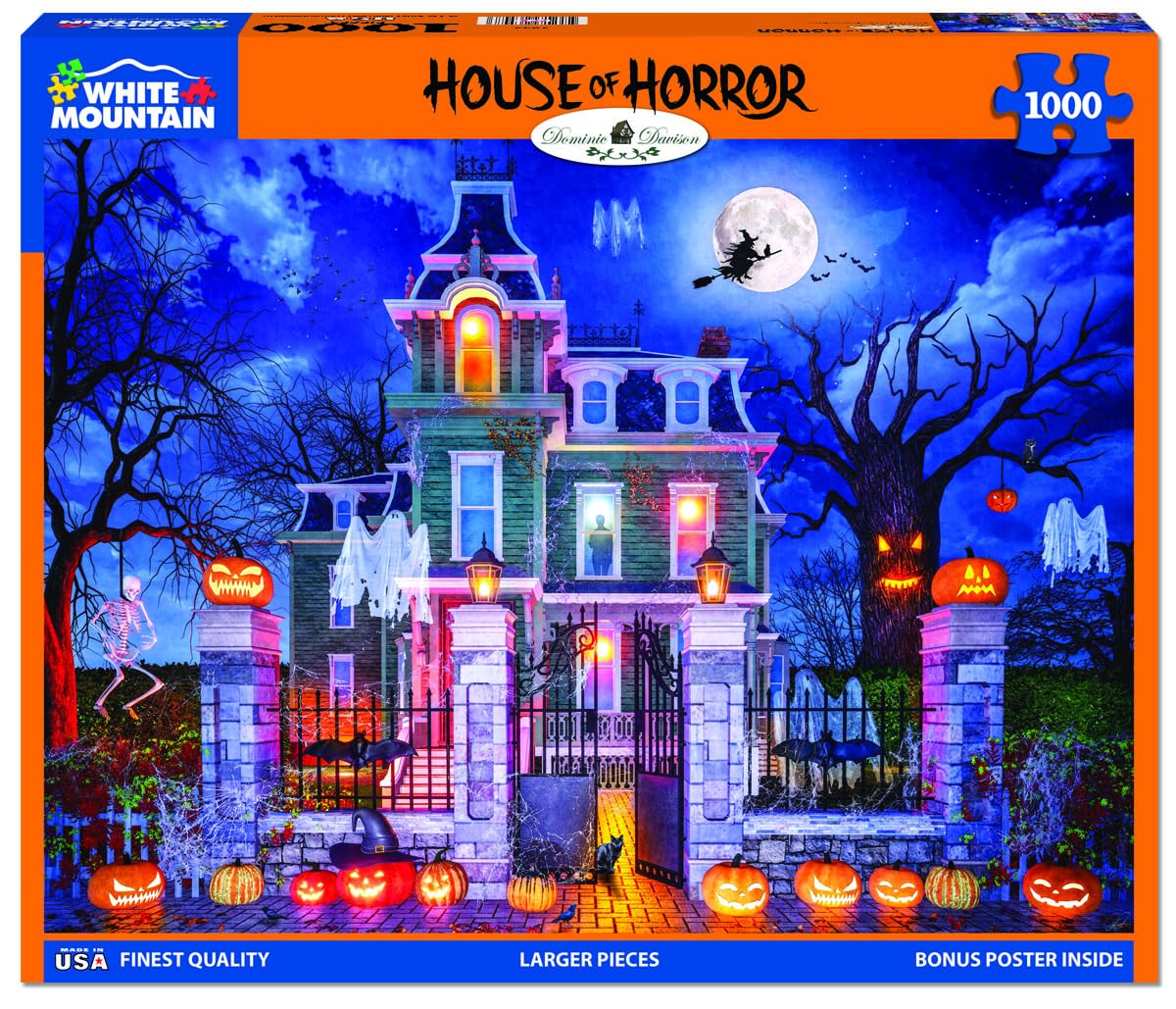White Mountain House of Horror Puzzle 1000 Piece Halloween Jigsaw Puzzles for Adults and Families
