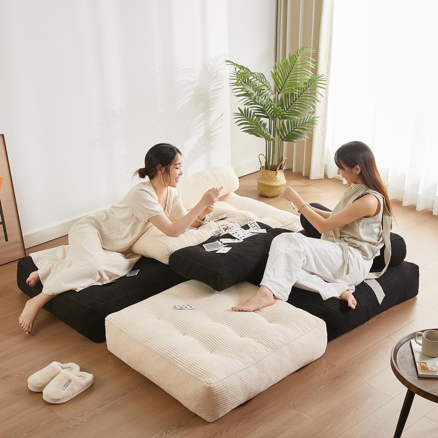 Afuson Folding Chair Bed, Futon Sofa Bed, Floor Couch for Adults Chair Bed for Living Room, Lounge Sofa, Convertible Sofa Bed, Small Couches for Small Spaces, Black