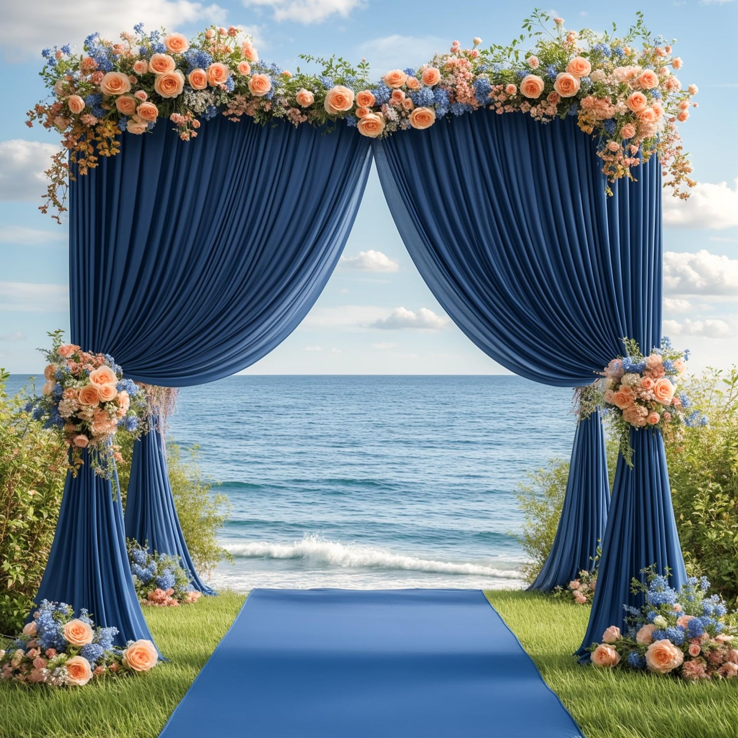 16 x 10ft Navy Blue Backdrop Curtains for Graduations Celebration Polyester Photo Backdrop Curtains No-Wrinkle Long Curtains for Parties Decorations Retirement Birthday Wedding Photoshoot, 4 Panels