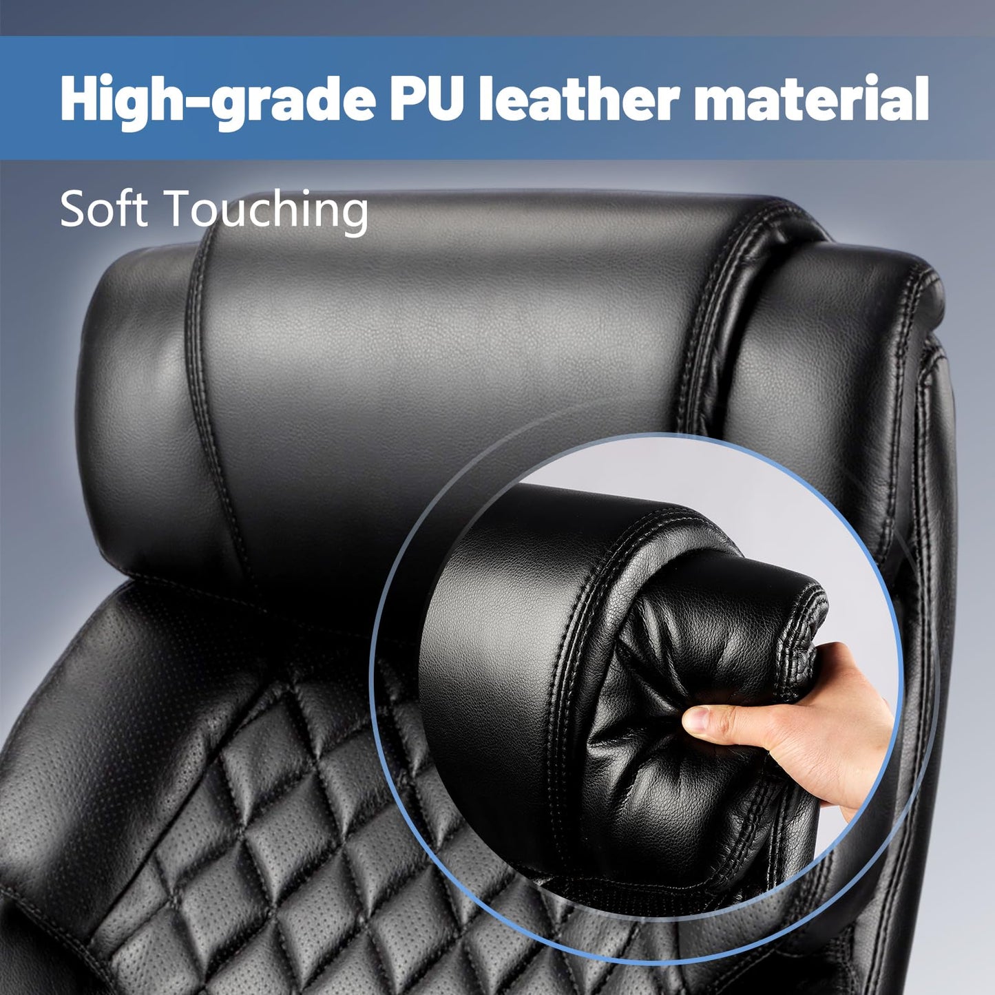 800LBS Big and Tall Office Chair for Heavy People, Heavy Duty Executive Chair with High Back, Extra Wide Seat and Adjustable Lumbar, Large Computer Desk Chair Comfortable for Home Office (Black)