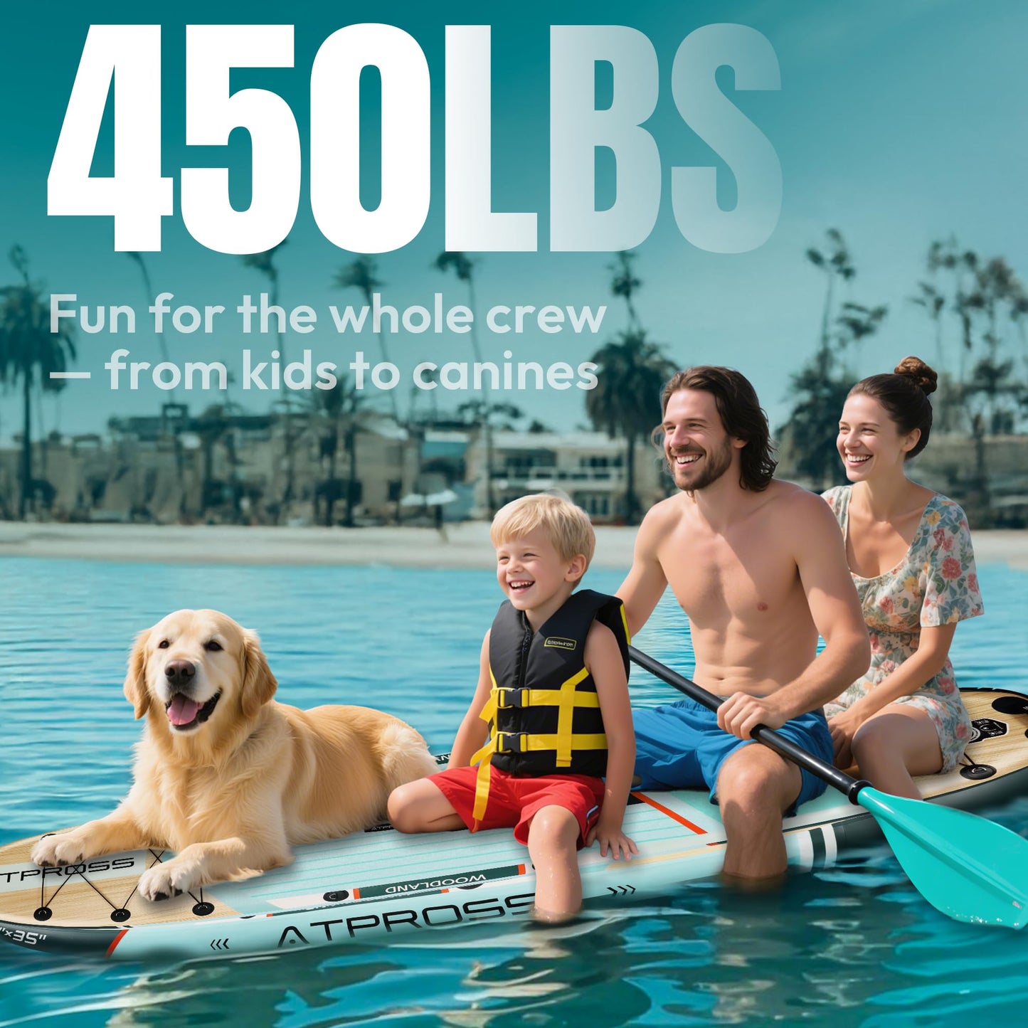 11'6"x35" Inflatable Stand Up Paddle Board 450LBS Weight Capacity Extra Wide Non-Slip Stable Deck Adult SUP with Kayak Seat, Premium Accessories Kit & Backpack – for Yoga, Fishing, Surf Blue