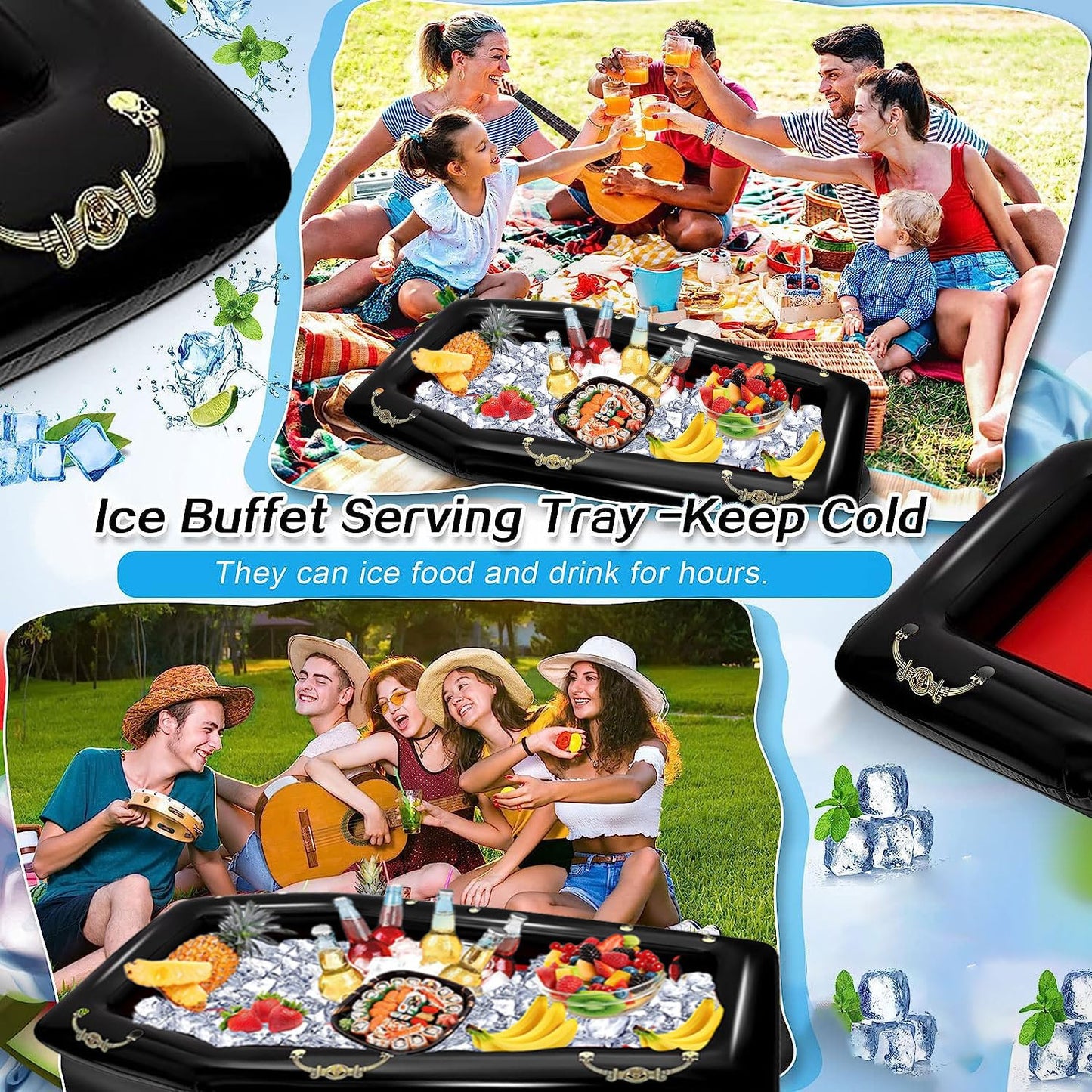52Inch Inflatable Coffin Cooler Coffin Pool Float Inflatable Ice Chest Buffet Cooler Drink Beverage for Halloween Party Spooky Decor Cooler Pool Party Picnic Barbecue (Coffin Cooler)