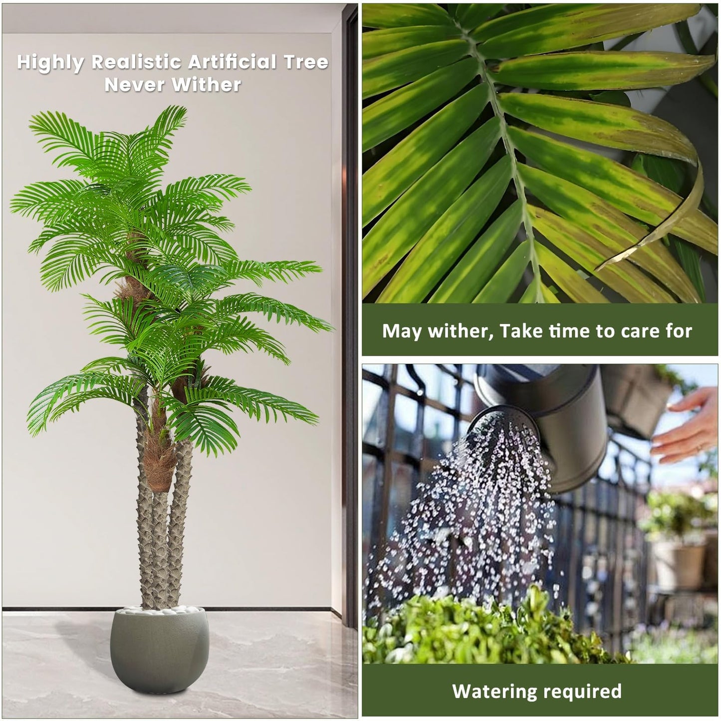 8.5ft Fake Palm Tree for Outdoors - UV Resistant, Triple Tropical Palm Artificial Plant Tree -Perfect for Patio, Poolside, Home Decor