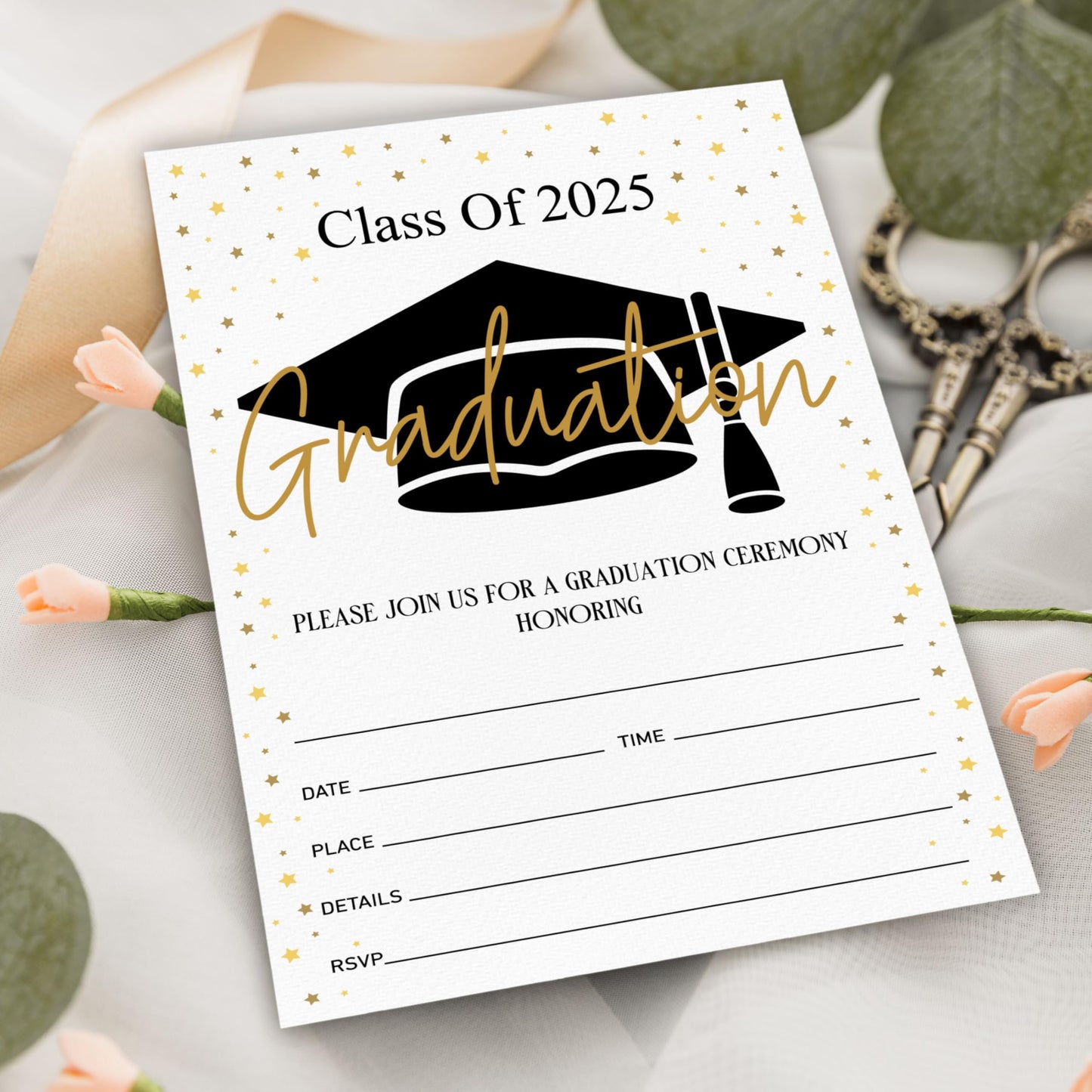 2025 Graduation Party Invitations - Class of 2025-20 Graduation Invitations with Envelopes, Shining Star Fill-In Invitation Cards for High School College Graduation Party Celebration Supplies - A08