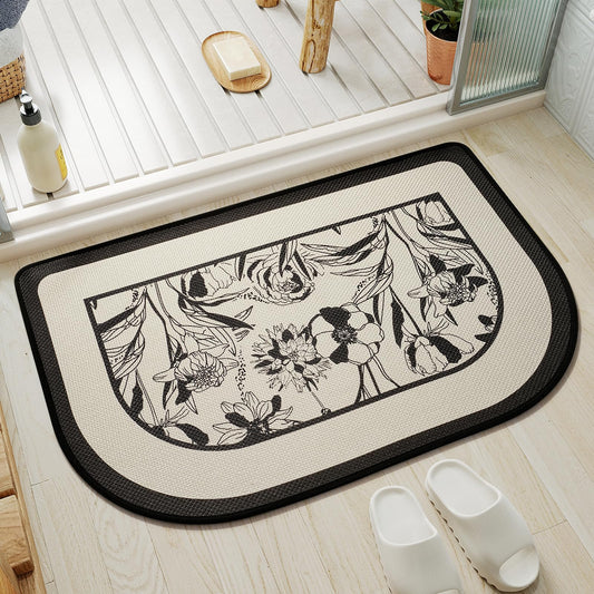 YDKGL Half Circle Bath Mat,Thin Bathroom Rugs Fit Under Door Quick Dry Non Slip Washable Bathroom Mat with Rubber Backing,Absorbent Woven Half Round Shower Rug
