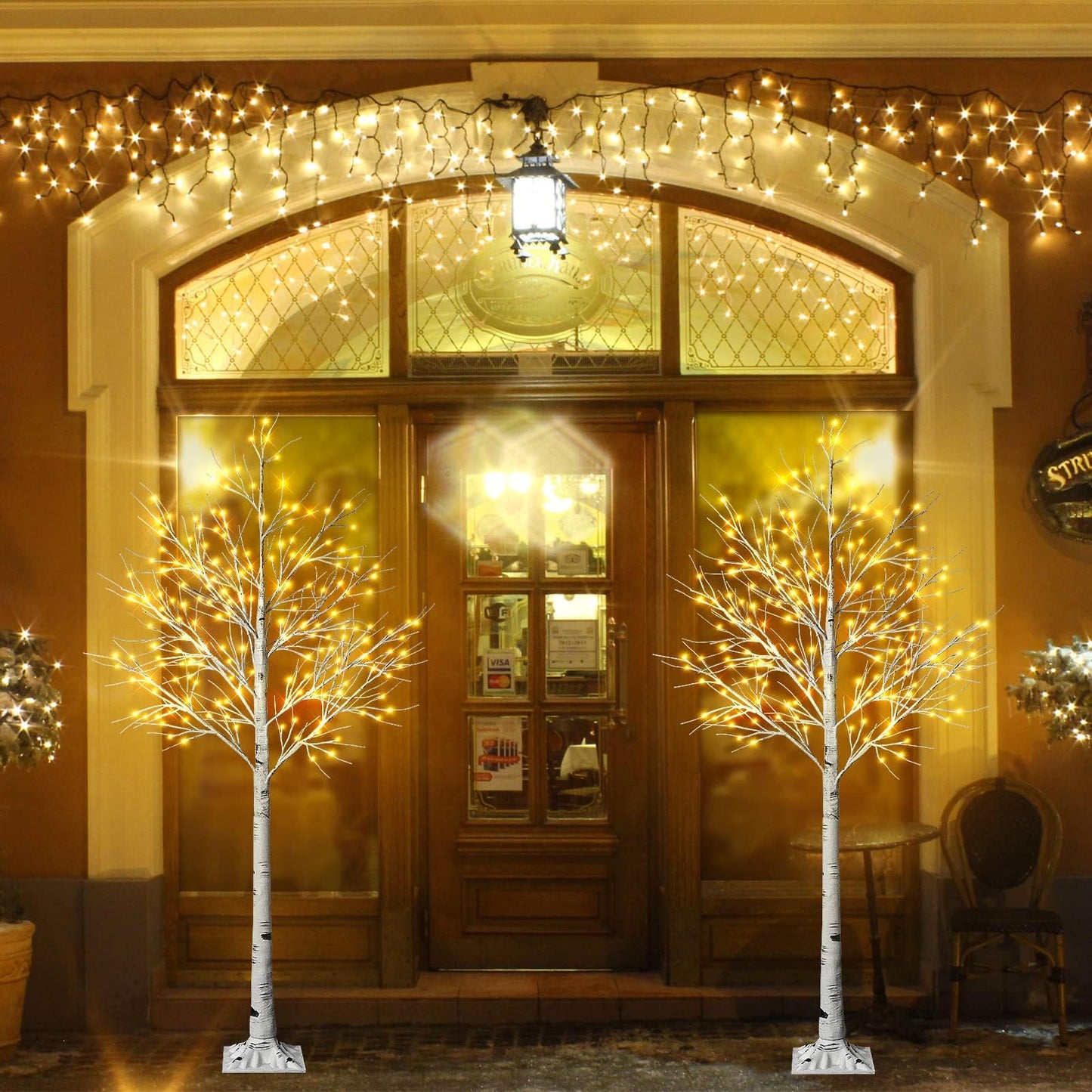6Feet Birch Tree with Lights - 8 Modes Dimmable Fairy Lights with Remote 160 LEDs Warm White Wedding Festival Party Christmas Decorations for Home, Plug and Base Included