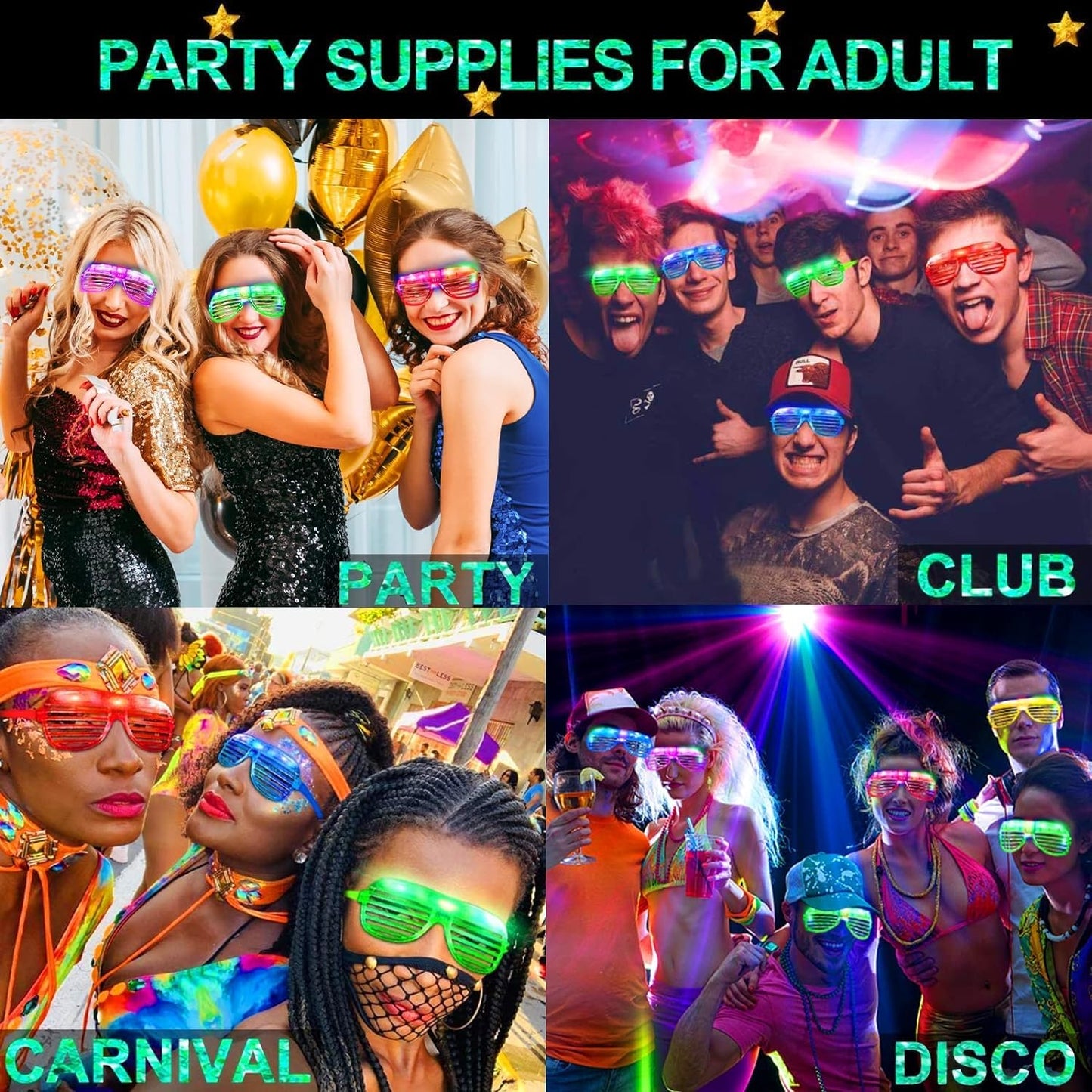 20 Pack LED Glasses Party Favors Light Up Glasses, Glow In The Dark Party Supplies Accessories for Kids Adult, Glasses Neon Sunglasses Birthday Wedding Pool Helloween Back to School Party Favors