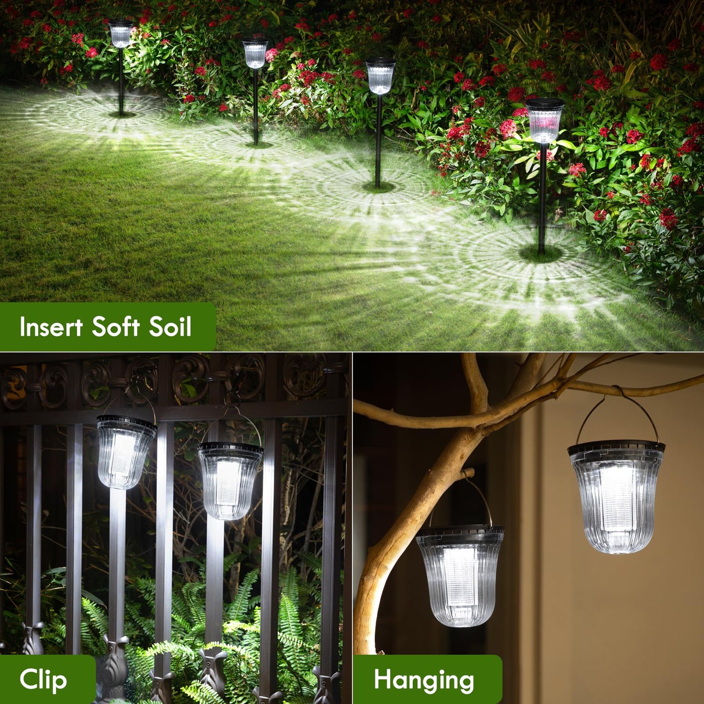 WTGEGF Solar Pathway Lights Outdoor Waterproof, 4 Pack 200 Lumens Super Bright Solar Garden Lights with 2 Lighting Modes, Auto On/Off Outdoor Solar Lights for Yard, Walkway, Lawn, Driveway, Path