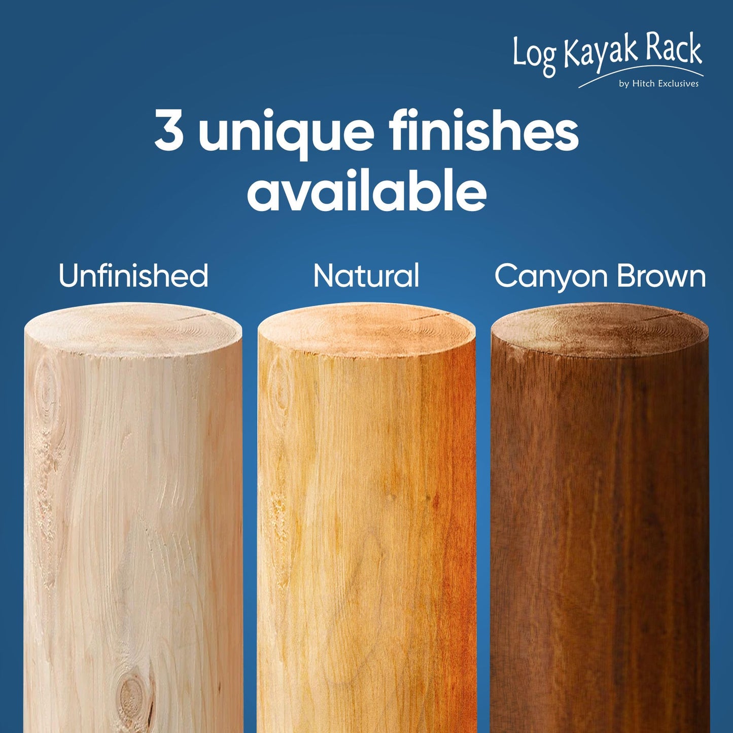 3-Place One-Sided Log Kayak Rack / Canoe Racks, Freestanding Canoe Stand for Garage, Outdoor & Indoor Surfboard Storage Racks or SUP Storage Stands, Kayaks - Natural