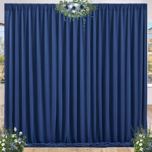 8 x 10ft Navy Blue Backdrop Curtains for Graduations, Dark Blue Photo Background Curtains No-Wrinkle Polyester Curtains for Parties Decorations Retirement Birthday Wedding Father's Day, 2 Panels