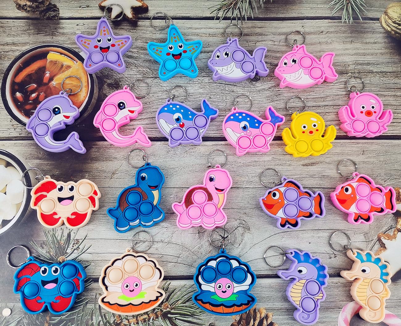 20 Packs Bulk Ocean Animal Classroom Students Prize, Mini Sea Creature Holiday Party Favors