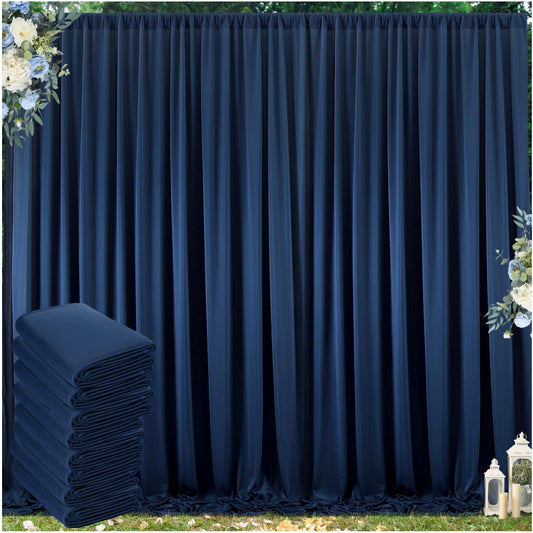 40 ft x 10 ft Wrinkle Free Navy Blue Backdrop Curtain for Parties,Polyester Photo Backdrop Drapes, Thick Background 8 Panels 5ft x 10ft for Baby Shower Wedding Birthday Party Backdrop Stand