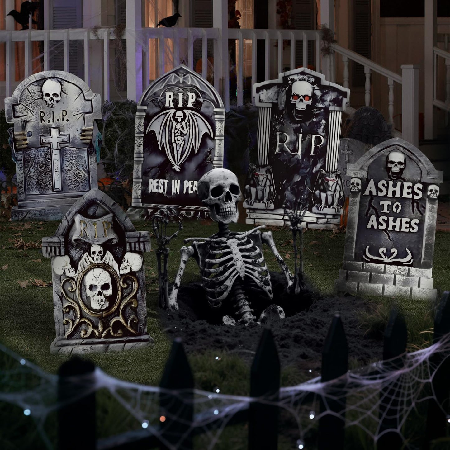 25.2inch Halloween Tombstones Decorations Outdoor, DIY Large Tombstones for Graves Halloween Graveyard Decor,5PCS Halloween Yard Signs Decorations for Cemetery