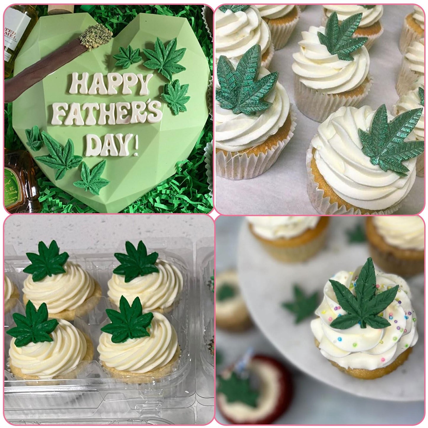Weed Leaf Fondant Molds, Maple Leaf Silicone Molds, Plant Pot Leaves Cake Decorating Chocolate Tools for Baking Cupcake Topper Candy Cookie Dessert Clay Resin DIY Crafts Set of 2