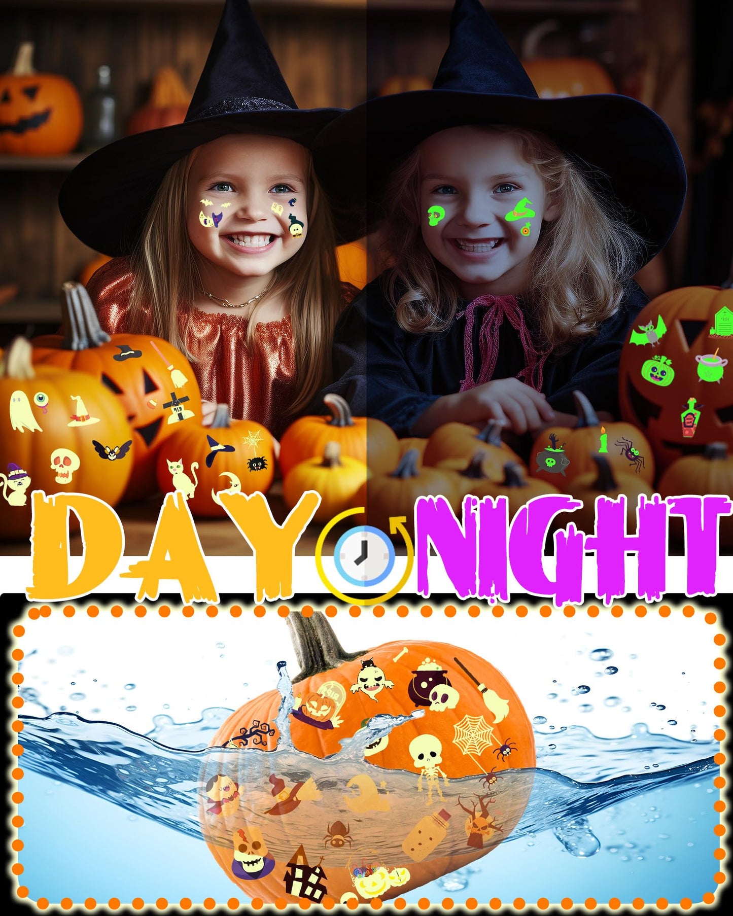 500 Styles Luminous Halloween Tattoos Party Favors for Kids, Halloween Temporary Tattoos Stickers Goodie Bag Stuffers Gifts Treats for Party Supplies
