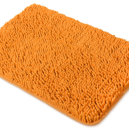 Yeaban Orange Bathroom Rugs – Thick Chenille Bath Mats | Absorbent and Washable Bath Rug Non-Slip, Plush and Soft Rugs for Bathroom, Kitchen, Shower, Sink - 17" x 24"