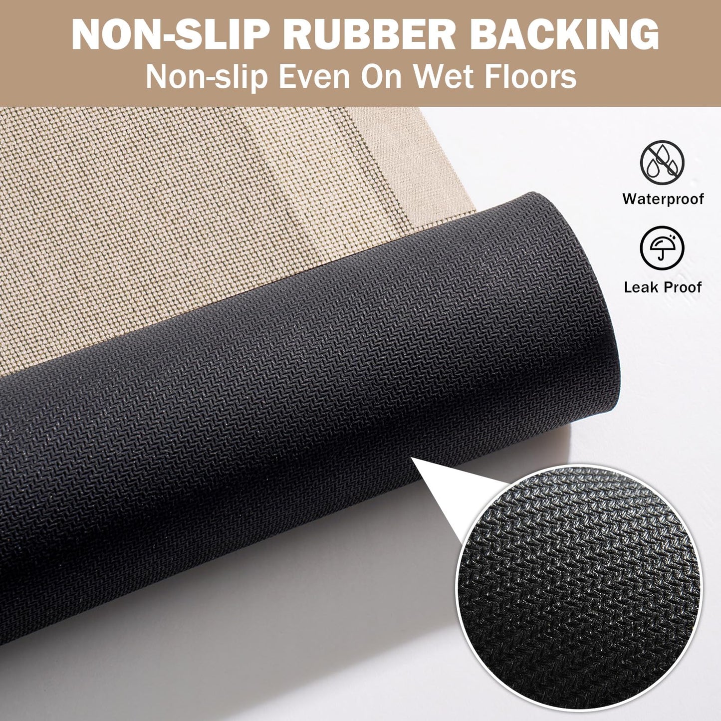 YDKGL Non Slip Thin Bath Mat Bathroom Rugs, Rubber Backing Ultra Thin Bathroom Rug Fit Under Door, Quick Dry Super Absorbent Washable Shower Bath Mats for Bathtub Side Floor, Easy Care Beige 16"x 24"