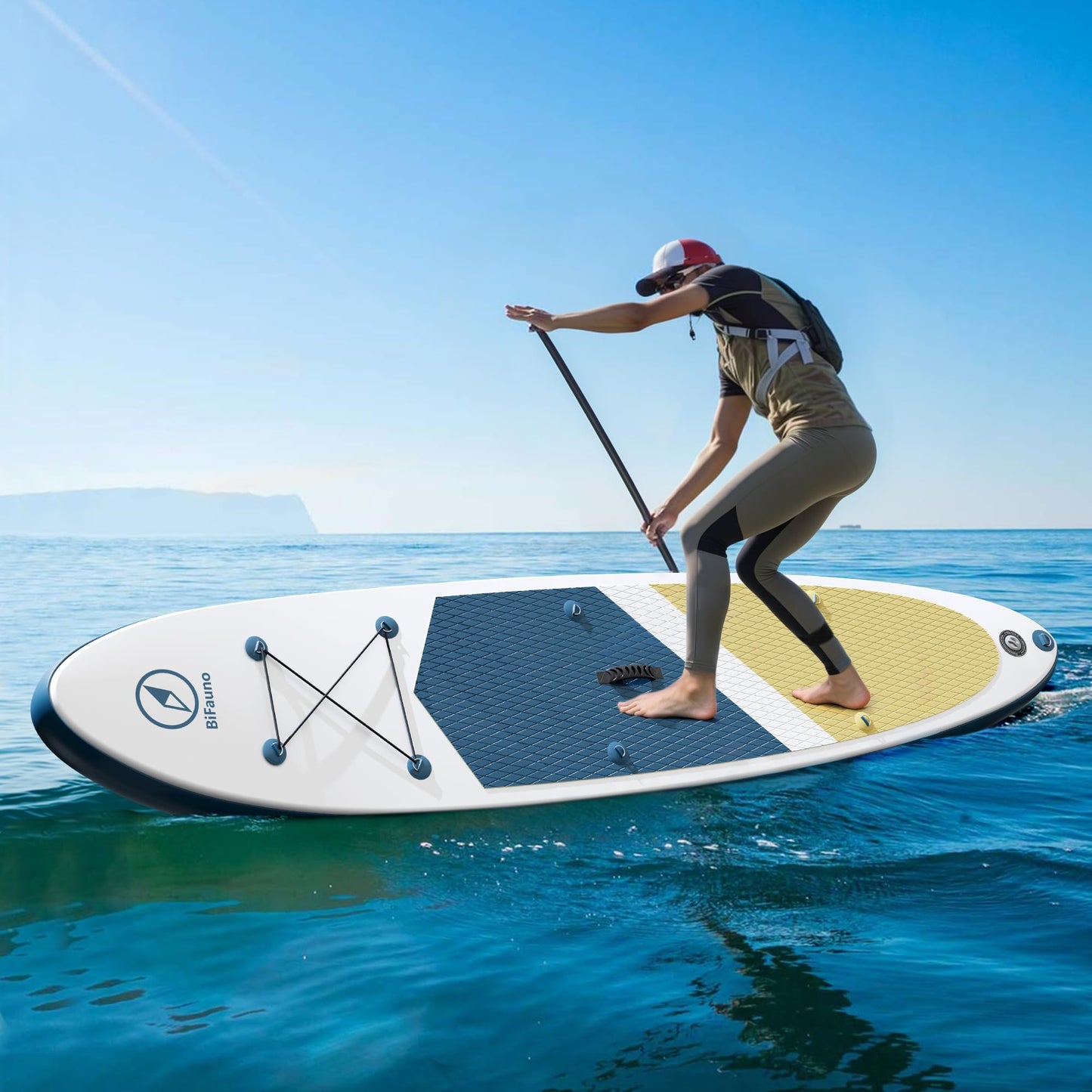 Bifanuo Inflatable Stand Up Paddle Board for Adults with SUP Accessories and Backpack Paddle Boards Non-Slip Deck, Wide Stance, Bottom Fin, Double Action Pump
