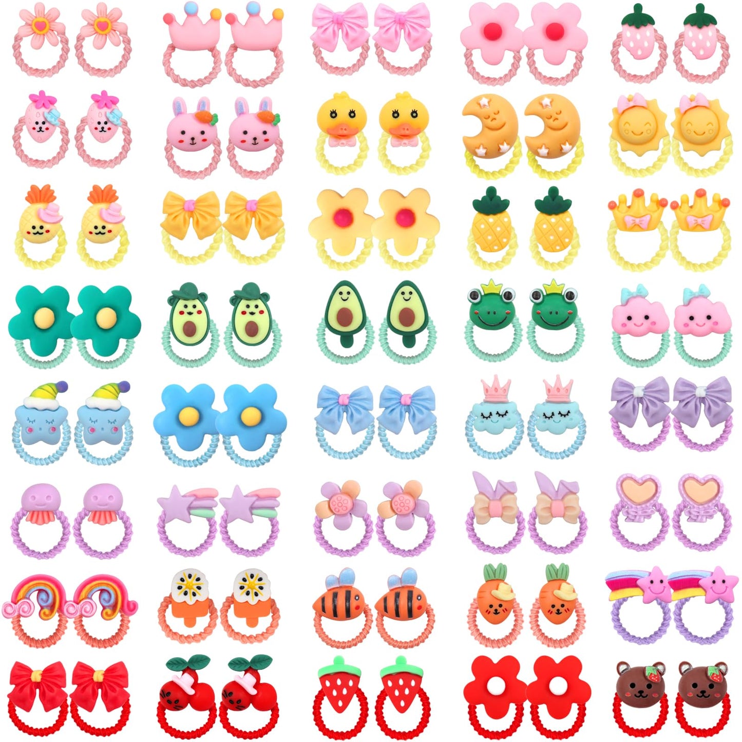WillingTee 80Pcs Baby Hair Ties for Girls,Cute Small Hair Ties for Thin Hair,40 Pairs Ponytail Holders Elastic Hair Rubber Bands Hair Accessories for baby girls infant toddler kids