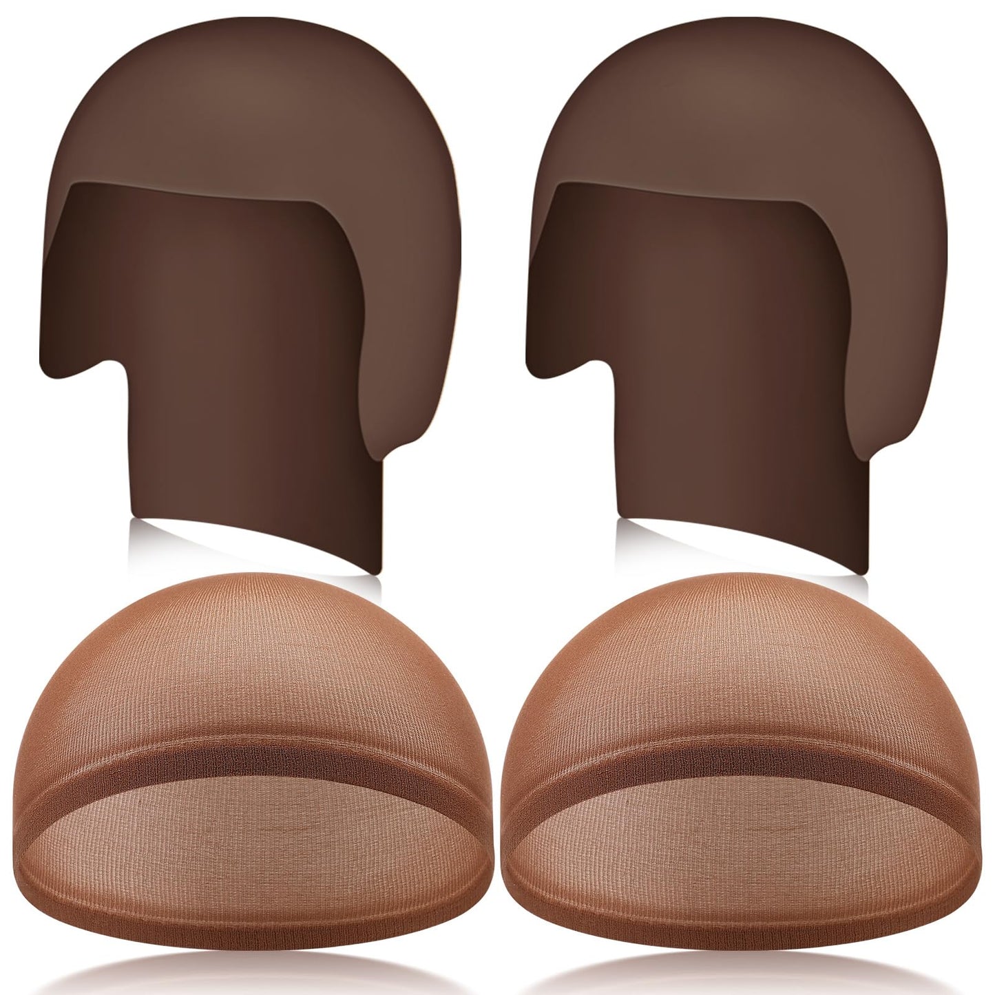 WILLBOND 4 Pcs Halloween Bald Caps Makeup Latex Bald Caps Head Wig hat Costume Accessories for Adults(Dark Brown,Classic Style)