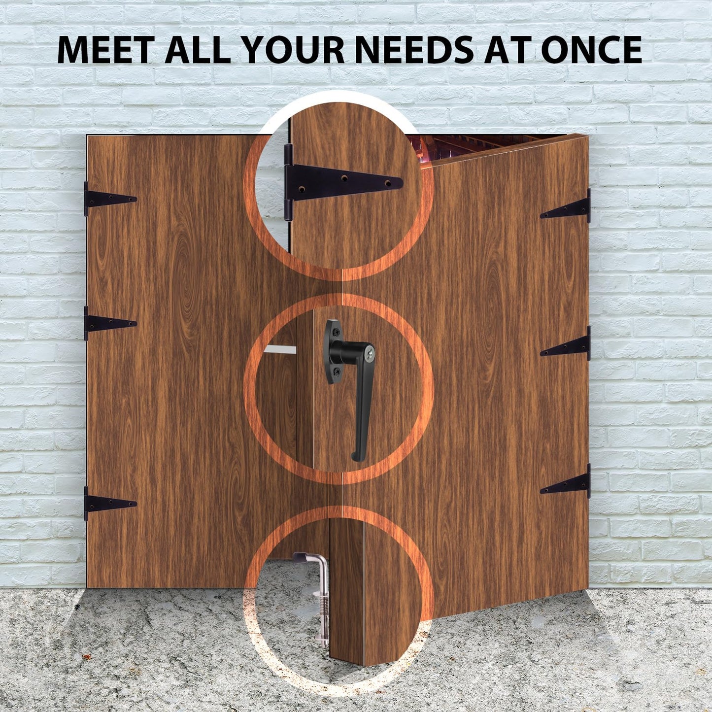5-Key Double Door Shed Hardware Kit - Complete with Hinges, Latches, and L-Handle Lock - Includes Window and Door/Window Hinge Set, for Gates, playrooms