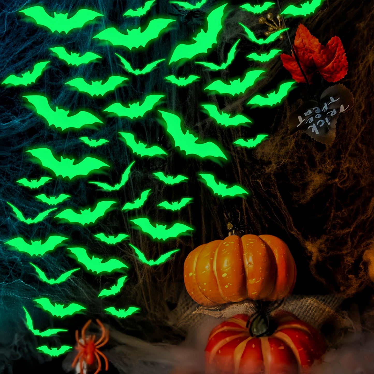 16PCS Glow in The Dark Halloween Bat Wall Decals 3D Luminous Bats Halloween Wall Decorations Stickers Glowing Bat Self-Adhesive Window Clings for Scary Halloween Theme Party Decorations Supplies