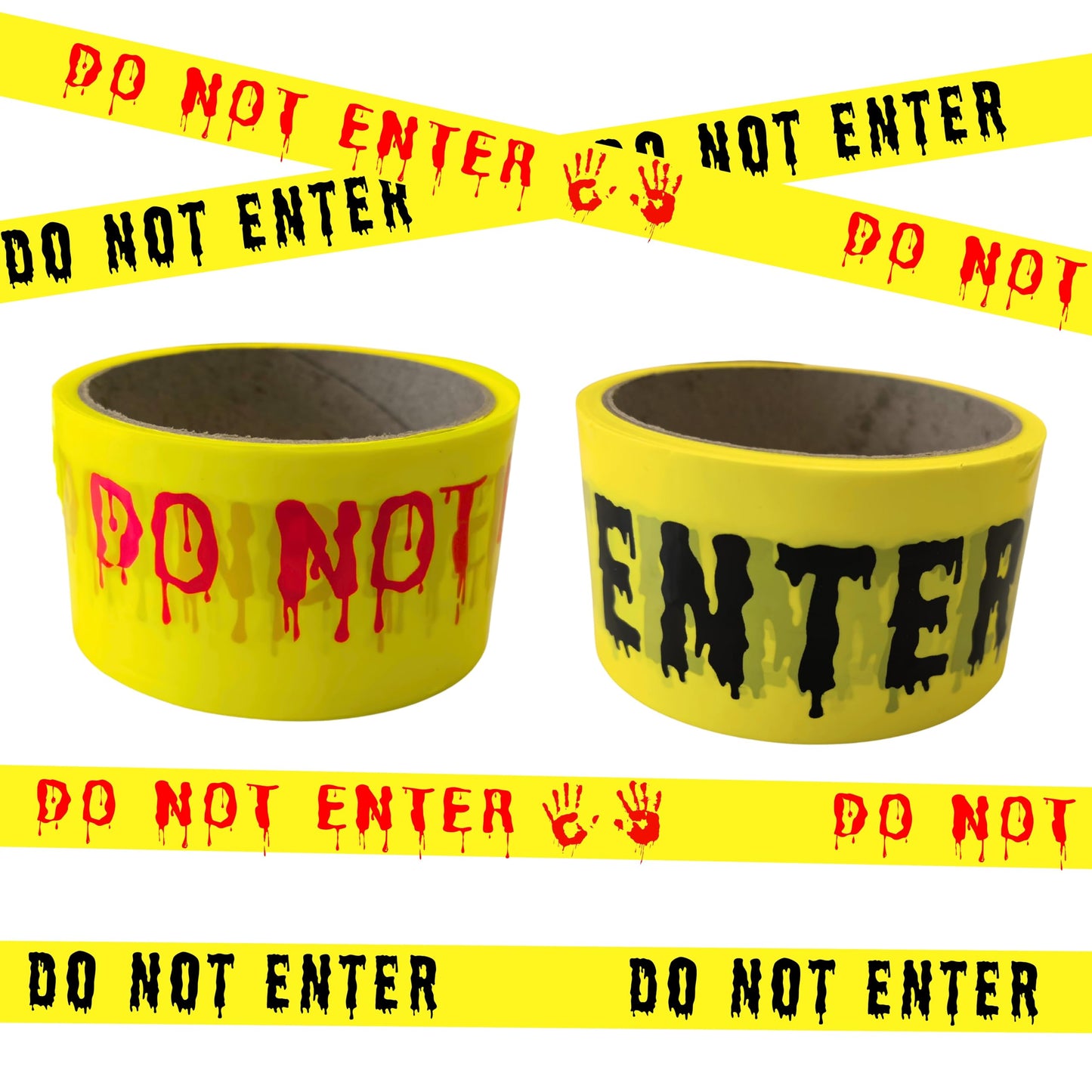 2Pcs Halloween Decorations Caution Tape - 2 inch x 164 feet Do Not Enter Caution Tape Roll Yellow Scary Hazard Warning Tape Safety Outdoor DIY Spooky Decorative for Party,Door,Danger Areas,Indoor