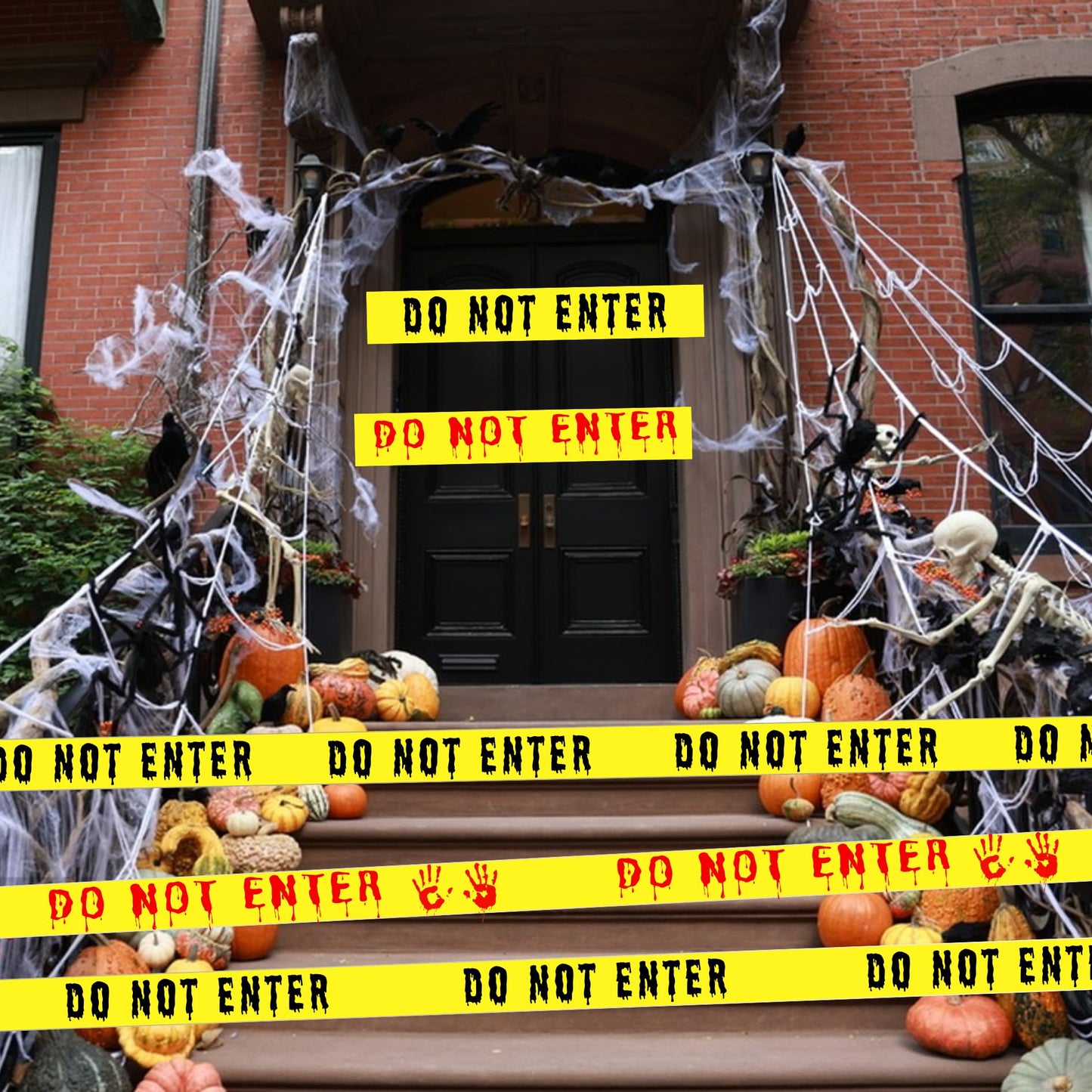 2Pcs Halloween Decorations Caution Tape - 2 inch x 164 feet Do Not Enter Caution Tape Roll Yellow Scary Hazard Warning Tape Safety Outdoor DIY Spooky Decorative for Party,Door,Danger Areas,Indoor