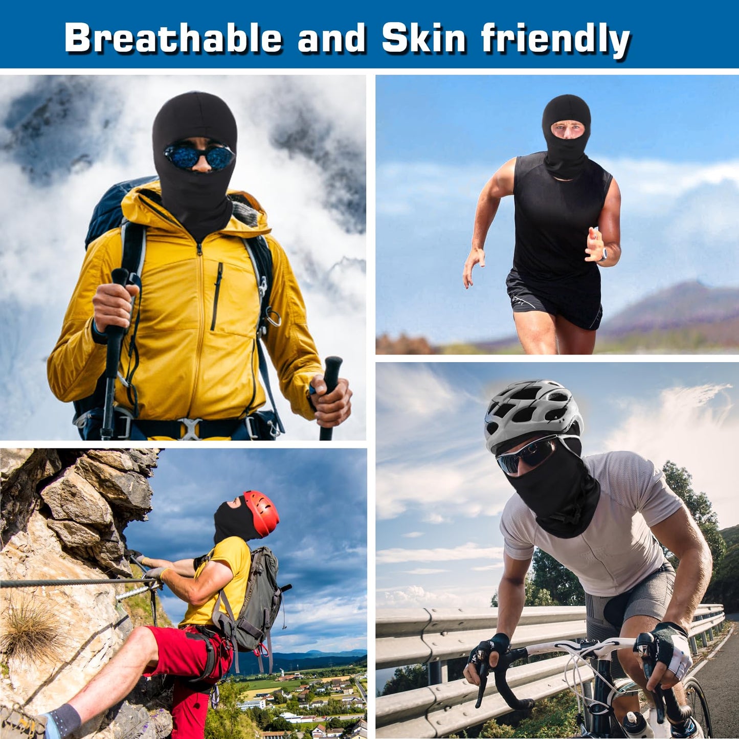Xeoxarel Balaclava Face Mask, Summer Cooling Neck Gaiter, UV Protector Motorcycle Ski Scarf for Men/Women Black