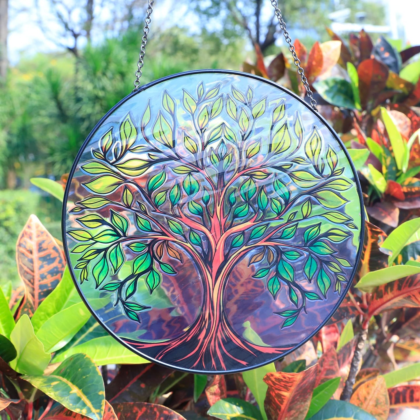8" Tree of Life Suncatchers for Windows, Tree of Life Stained Glass Window Hanging,Sun Catcher for Windows, Tree of Lifes Decor with Hook,Suncatchers Trees Window Hangings Gifts for Mom