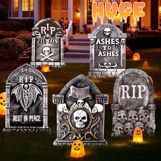 25.6inches Halloween Decorations Outdoor, DIY Halloween Decorations Outdoor of Gravestone Yard Signs, Extra Large Halloween TombstonesCemetery Headstones Scary Decorations for Garden with Waterproof