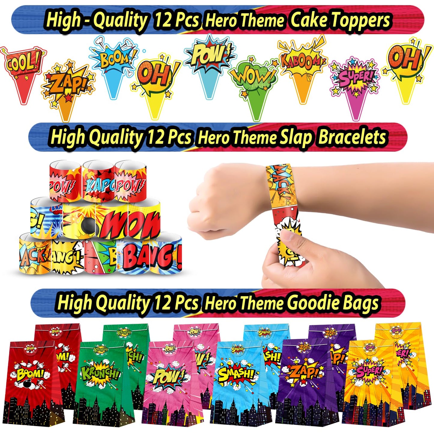 220PCS Hero Party Favors Kit – Birthday Supplies Includes Goodies Bags, Straws, Bubble Wands, Notebook & More – Perfect for Party Decorations & Pinata Fillers