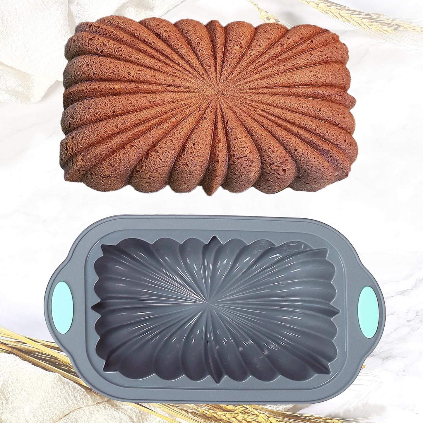 4 Piece Silicone Loaf Pan for Baking Bread, Non-Stick Kitchen Oven Bread Pan, Perfect for Banana Bread, Sandwich Bread, Pound Cake and Meatloaf, 4 Cups, Grey