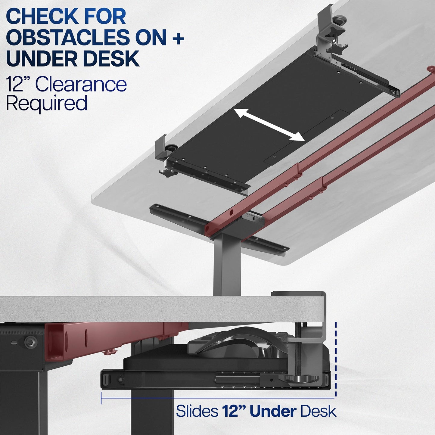 VIVO Large Keyboard Tray Under Desk Pull Out with Extra Sturdy C Clamp Mount System, 27 (33 Including Clamps) x 11 Inch Slide-Out Platform Computer Drawer for Typing, Black, MOUNT-KB05E