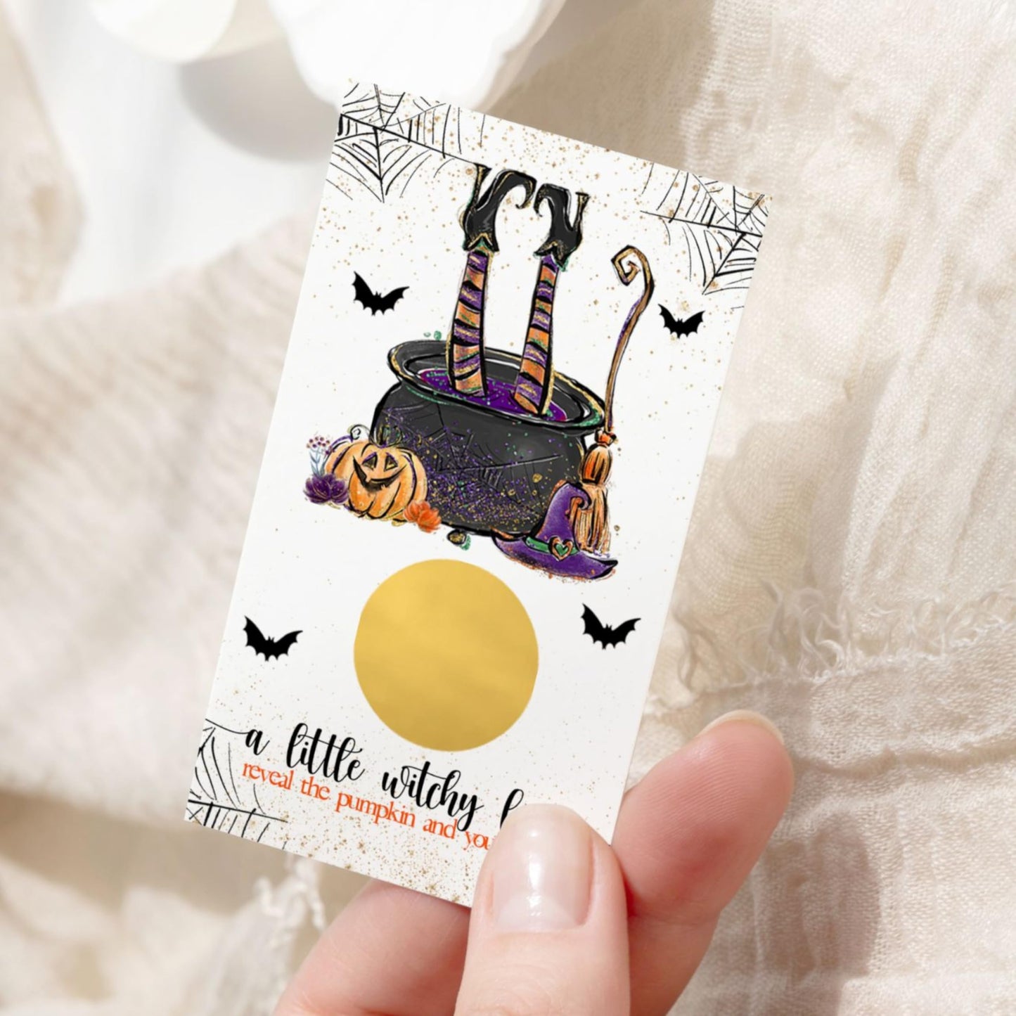 Witchy Fun Bridal Shower Scratch Off Cards (30 Pack) – Halloween Wedding Reception Activities, Lottery Giveaways, Girl’s Shower Party Favors, Bridal Shower Games, Spooky Celebration