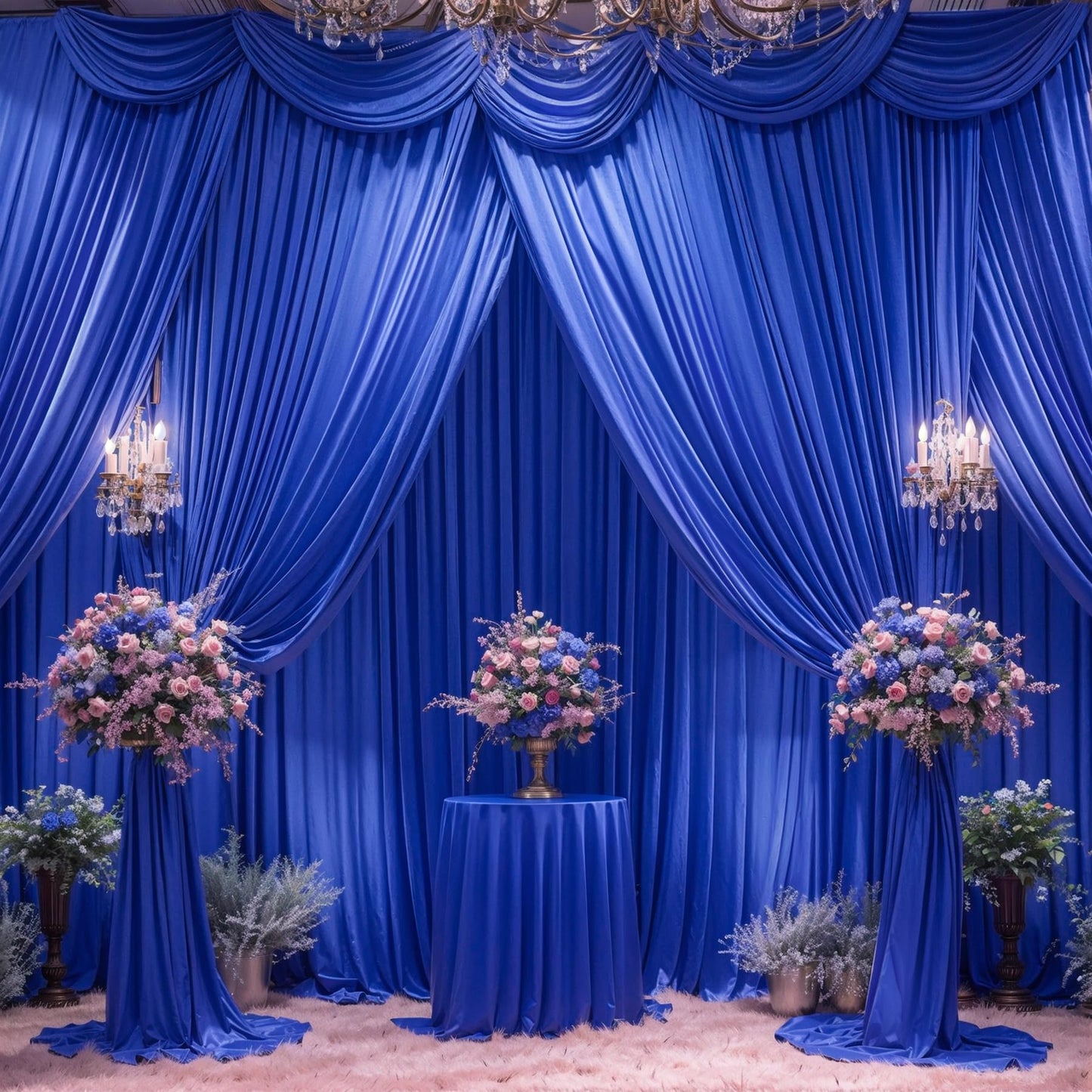 40ft x 10ft Wrinkle Free Royal Blue Wedding Backdrop Curtains for Party Bridal Shower Reception Decorations Royal Blue Fabric Curtain Backdrops Drapes for Photography Baby Shower Birthday Background