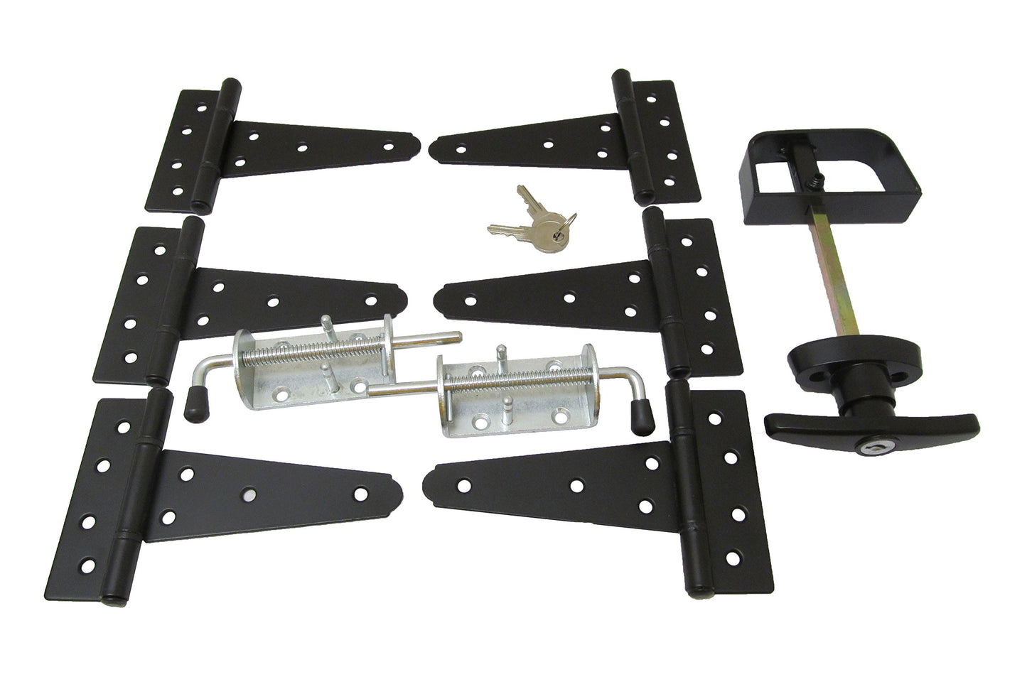 Shed Windows and More Shed Door Hardware Kit, 5" Hinges, T Handle, Heavy Duty Barrel Bolts (Double Door)
