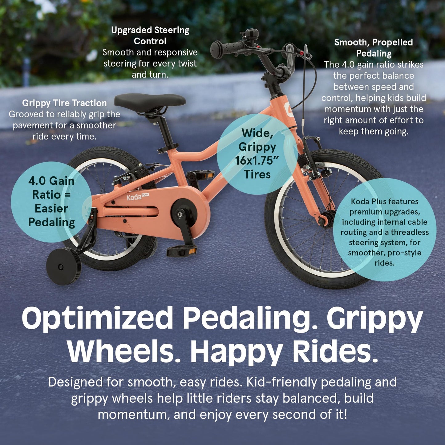 Retrospec Koda Plus 16in Kids Bike with Training Wheels - Adjustable Seat & Handlebars for Ages 4-6 - Lightweight 18.5lb Girls & Boys Bicycle with v-Brakes