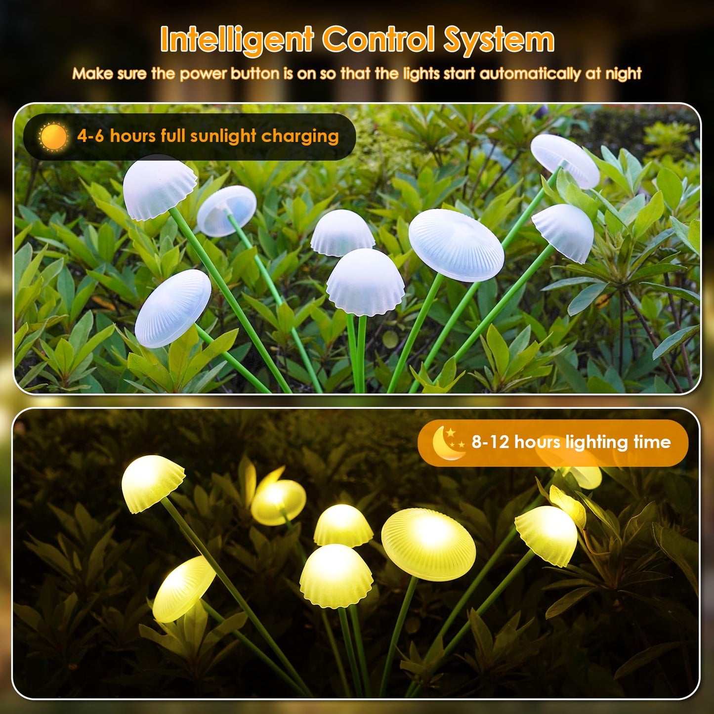 4PK 32LED Solar Garden Lights Outdoor, Mushroom Solar Lights Outdoor, IP65 Waterproof Firefly Light Outside Decor for Patio Pathway, Sway by Wind for Pathway Garden Mushroom Decorations, Warm White