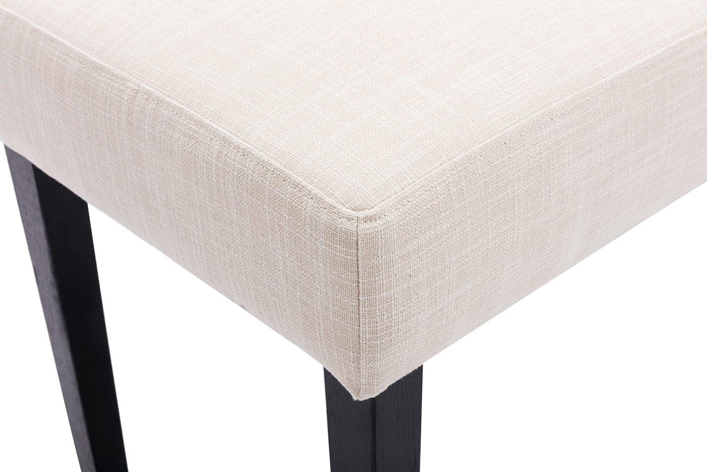 Wahson Farmhouse Linen Upholstered Dining Bench, 45" Long Dining Room Bench Seat with Black Wood Legs, Beige