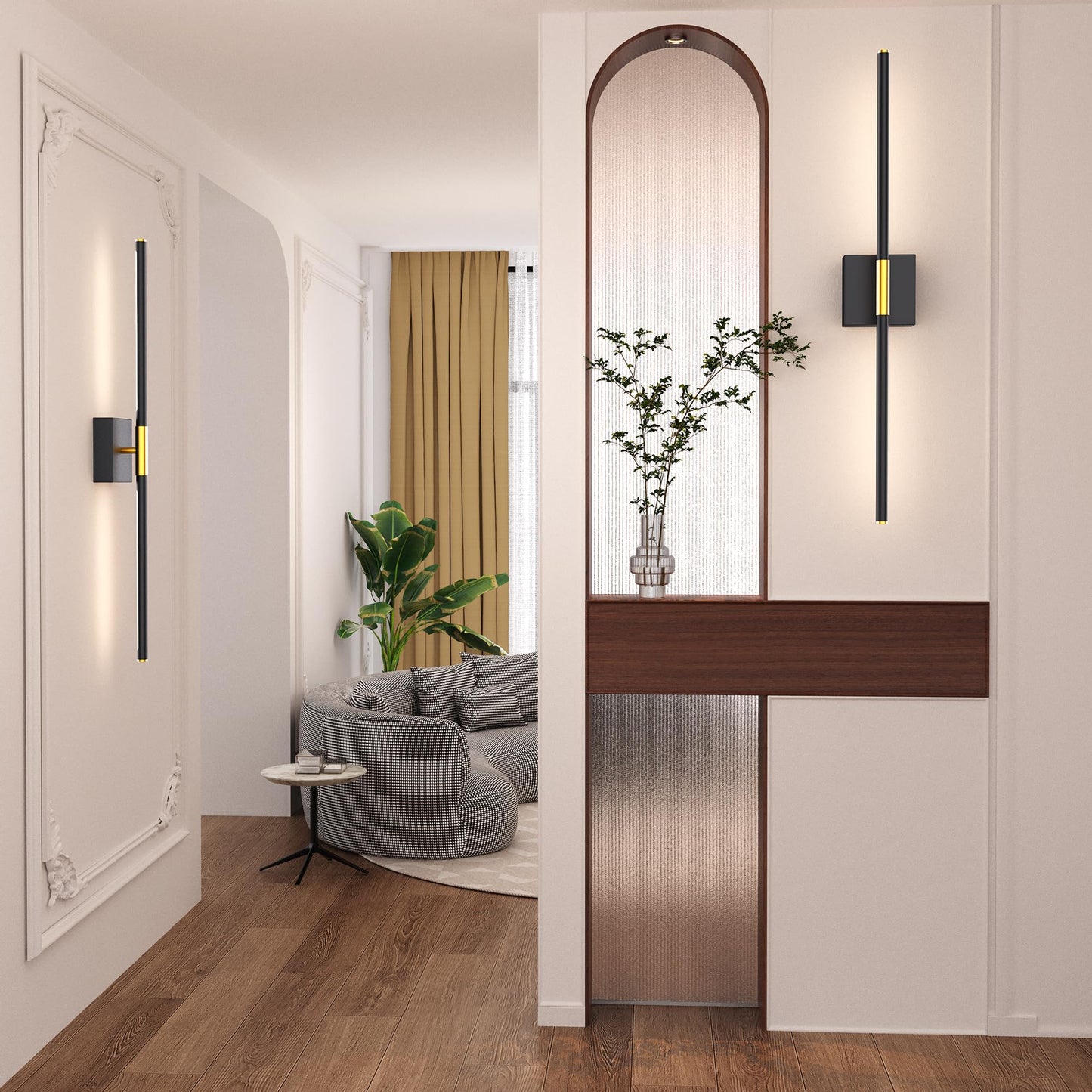 31.5 Inch Battery Operated Wall Sconce Set of Two, 8000mAh USB Rechargeable Wall Sconce with Remote Control, 360°Rotate Dimmable 3000K-6000K LED Wall Lights for Living Room, Hallway, Bedroom, (2 Pack)