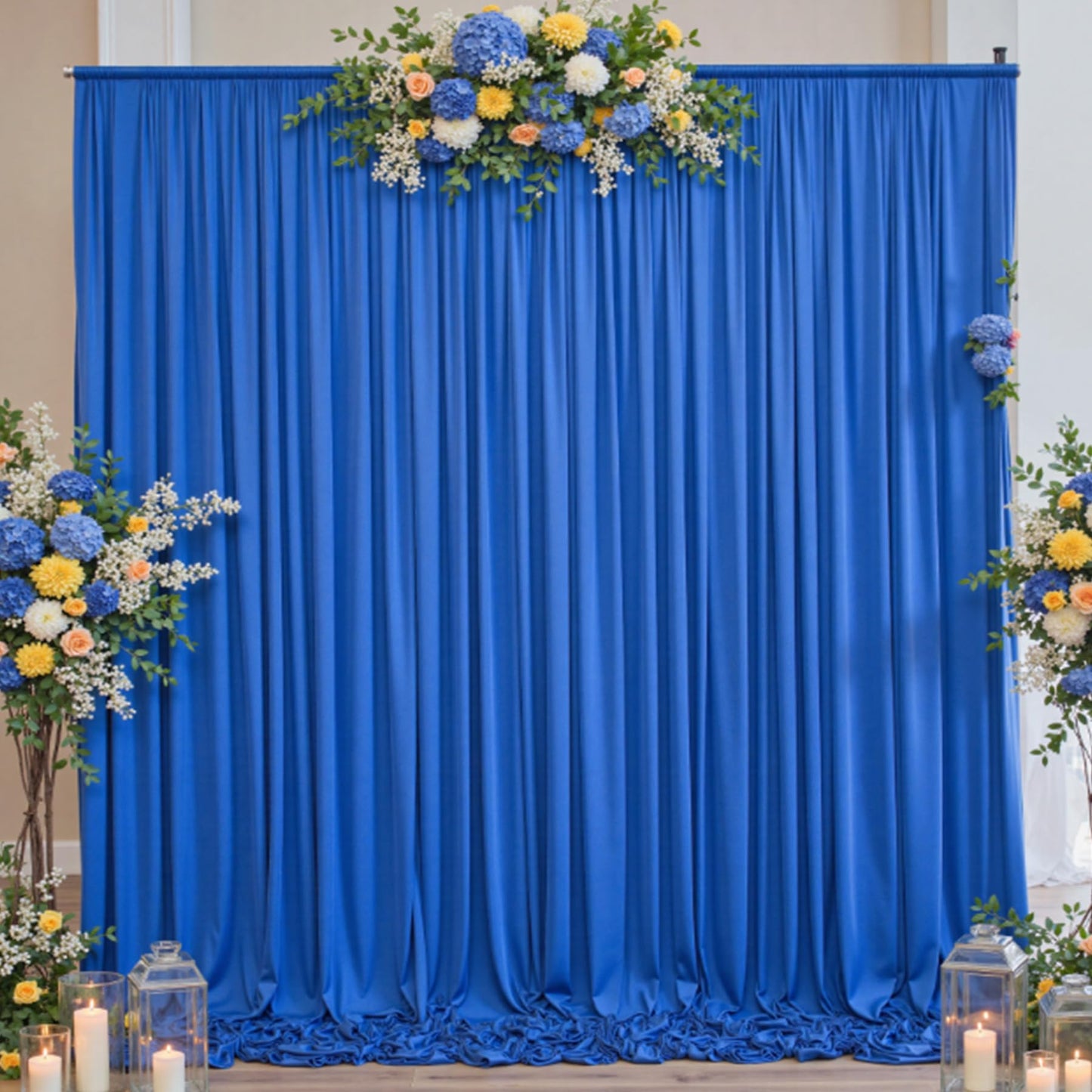 10x10 ft Wrinkle Free Royal Blue Backdrop Curtains for Party Background, Silky Polyester Blue Photo Backdrop Drapes 2 Panels Back Drop Cloth for Wedding Birthday Photography Baby Shower Decor