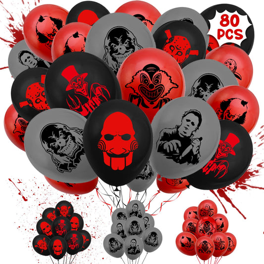 80PCS Classic Horror Movie Character Party Decorations - Halloween Birthday Party Decorations Balloons - Horror Birthday Party Supplies - Horror Theme Birthday Balloons for Boy Girls Adult Party Gift