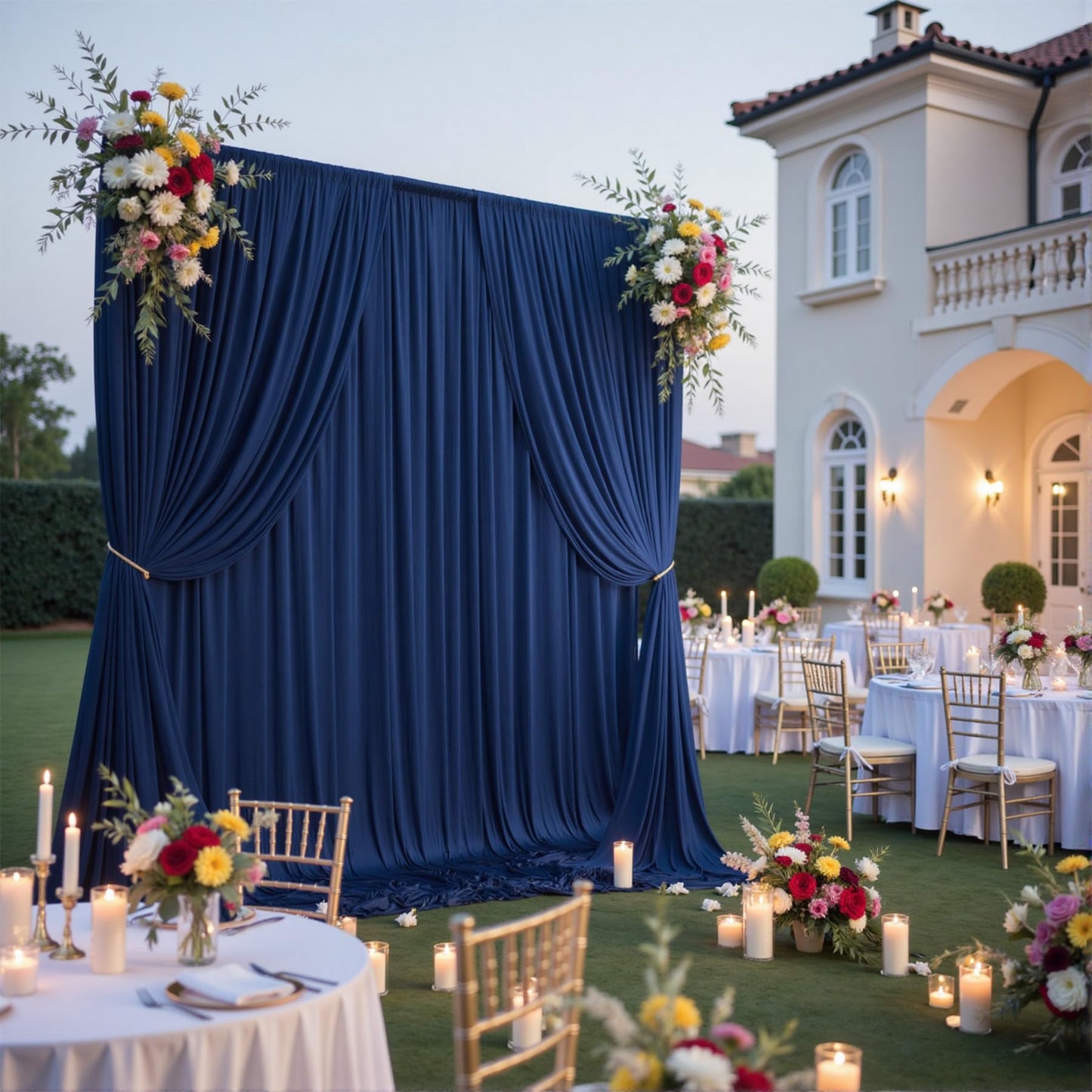 30ftx10ft Navy Blue Backdrop Curtains for Party Background, Wrinkle Free 6 Panels Navy Photo Backdrop Drapes Back Drop Cloth for Wedding Birthday Photography Baby Shower Decor