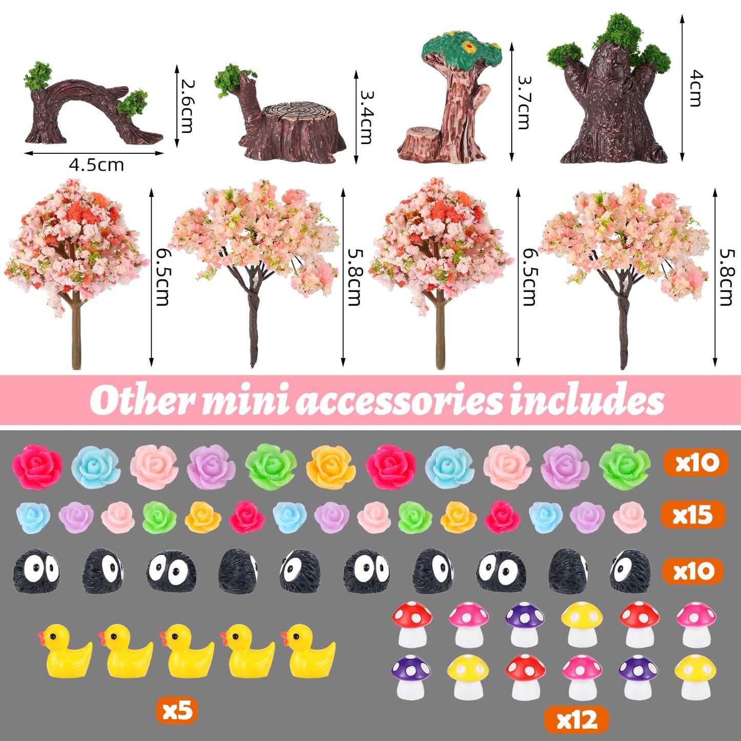 93 Pcs Fairy Garden House Resin Accessories Fairy Elves Kit Miniature Fairy Figurines Ornaments Animals Decor Outdoor for DIY Dollhouse